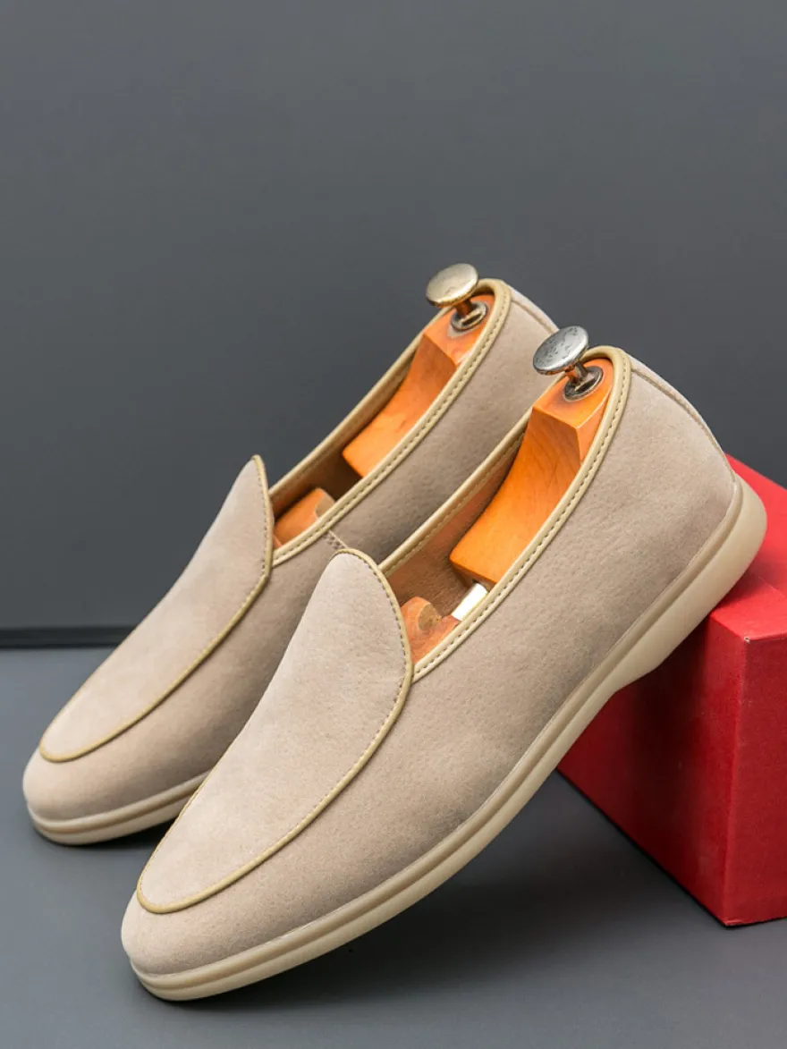 Mocassins à enfiler pour hommes chaussures à bout pointu en daim chaussures à talons bas chaussures décontractées