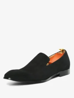 Mocassins à enfiler pour hommes bout carré daim noir