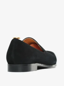 Mocassins à enfiler pour hommes bout carré daim noir
