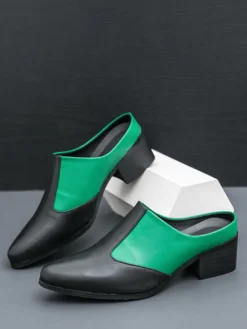 Mocassins à enfiler pour hommes chaussures à talons épais en PU