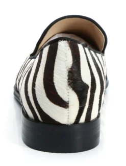 Mocassins à enfiler pour hommes chaussures de bal de soirée de mariage à imprimé zèbre à bout rond décontractées