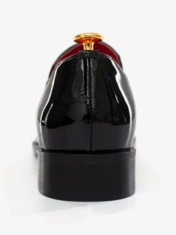 Mocassins à enfiler pour hommes chaussures noires à bout rond en cuir PU