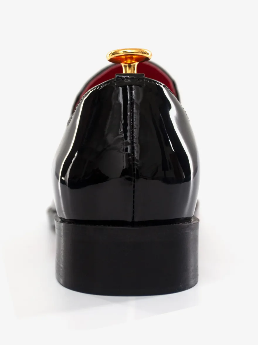 Mocassins à enfiler pour hommes chaussures noires à bout rond en cuir PU