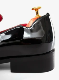 Mocassins à enfiler pour hommes chaussures noires à bout rond en cuir PU