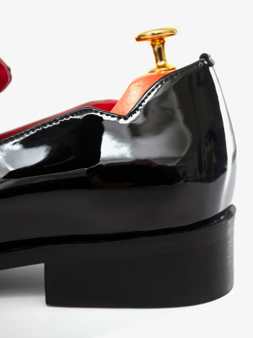 Mocassins à enfiler pour hommes chaussures noires à bout rond en cuir PU