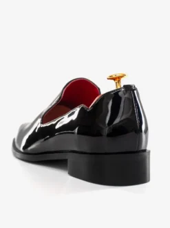 Mocassins à enfiler pour hommes chaussures noires à bout rond en cuir PU