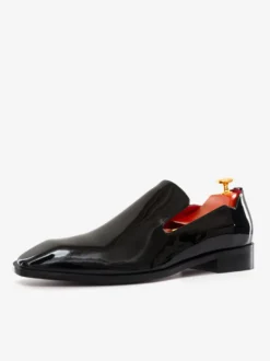 Mocassins à enfiler pour hommes chaussures noires à bout rond en cuir PU