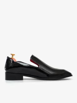 Mocassins à enfiler pour hommes chaussures noires à bout rond en cuir PU