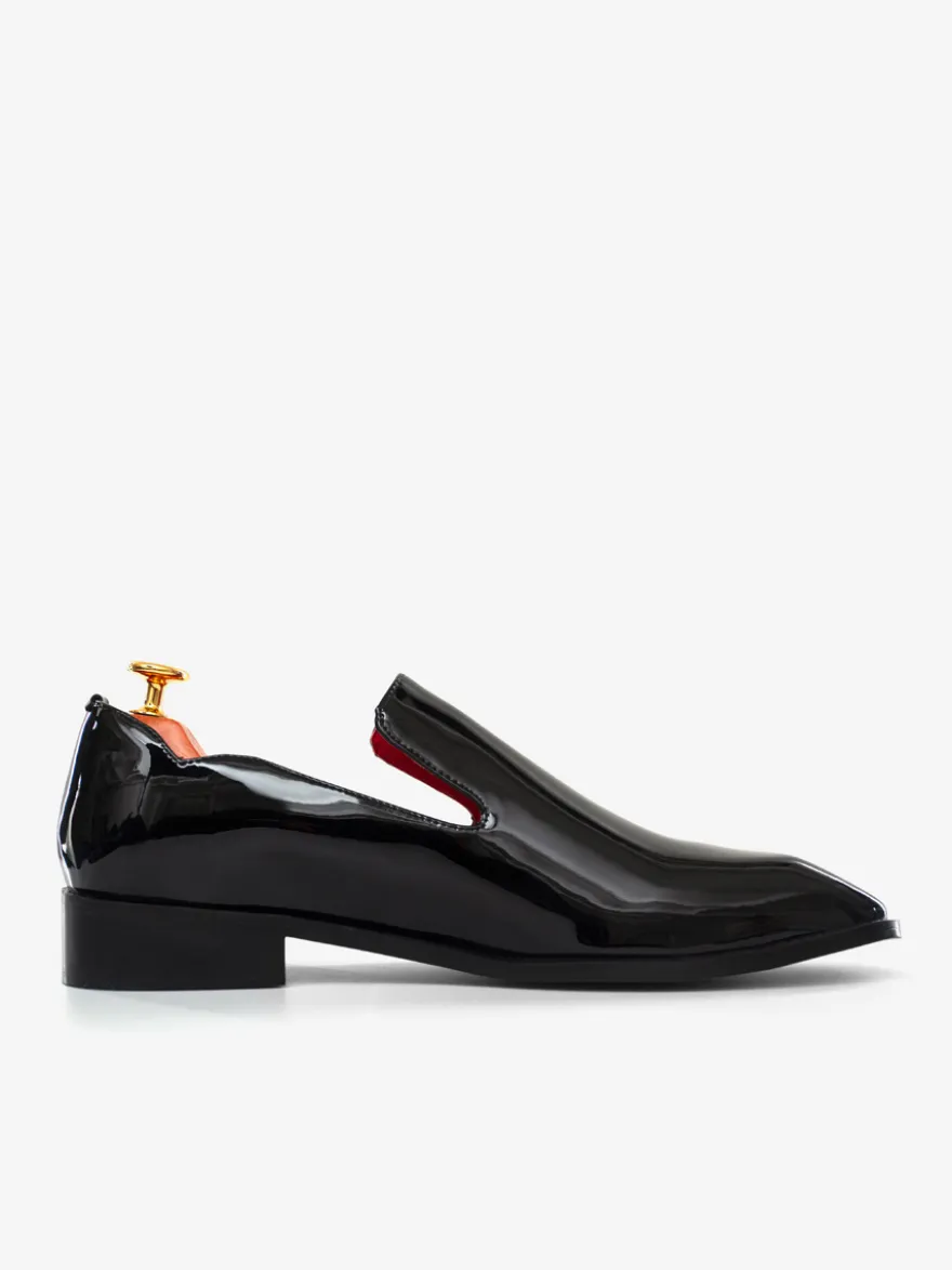 Mocassins à enfiler pour hommes chaussures noires à bout rond en cuir PU
