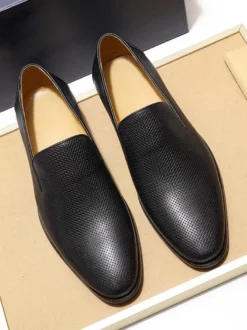 Mocassins à enfiler pour hommes chaussures d'affaires en cuir tressé chaussures de bureau formelles pour hommes