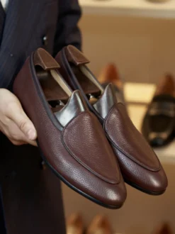 Mocassins à enfiler pour hommes chaussures en cuir à bout rond chaussures de bal et de mariage en cuir de vache