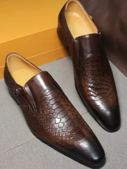 Mocassins à enfiler pour hommes chaussures habillées en cuir véritable d'inspiration vintage chaussures habillées à bout droit