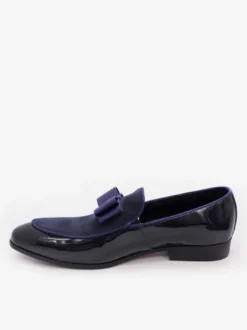 Mocassins habillés pour hommes en cuir véritable bout rond nœud patchwork chaussures de bal à enfiler