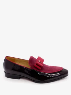 Mocassins habillés pour hommes en cuir véritable bout rond nœud patchwork chaussures de bal à enfiler