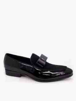 Mocassins habillés pour hommes en cuir véritable bout rond nœud patchwork chaussures de bal à enfiler