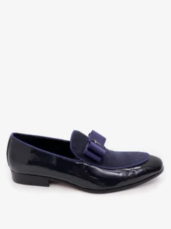 Mocassins habillés pour hommes en cuir véritable bout rond nœud patchwork chaussures de bal à enfiler