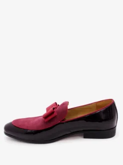 Mocassins habillés pour hommes en cuir véritable bout rond nœud patchwork chaussures de bal à enfiler