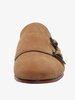 Mocassins habillés pour hommes en daim bout rond boucle à enfiler