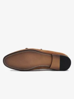 Mocassins habillés pour hommes en daim bout rond boucle à enfiler