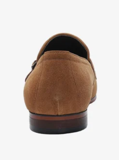 Mocassins habillés pour hommes en daim bout rond boucle à enfiler