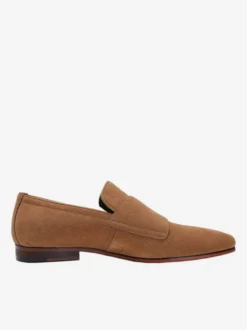 Mocassins habillés pour hommes en daim bout rond boucle à enfiler