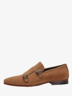 Mocassins habillés pour hommes en daim bout rond boucle à enfiler