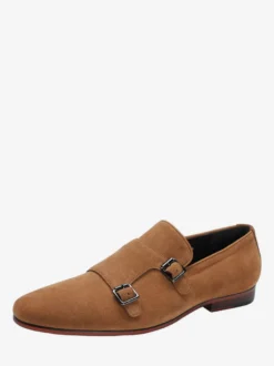 Mocassins habillés pour hommes en daim bout rond boucle à enfiler