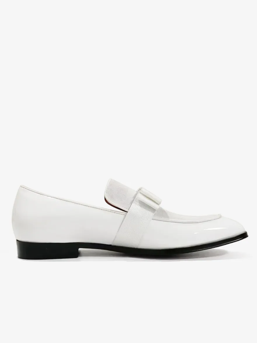 Mocassins Hommes Avec Nœuds Bout Rond En Cuir Bal Soirée Mariage