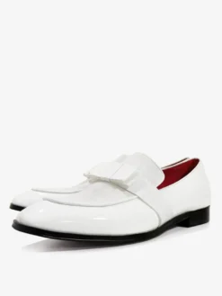 Mocassins Hommes Avec Nœuds Bout Rond En Cuir Bal Soirée Mariage