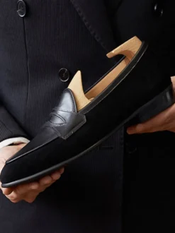 Mocassins Hommes Chaussures De Mariage De Bal Soirée En Cuir Suédé À Bout Rond