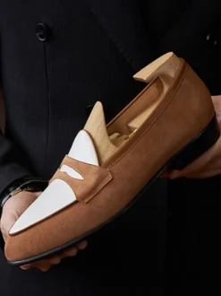 Mocassins Hommes Chaussures De Mariage De Bal Soirée En Cuir Suédé À Bout Rond