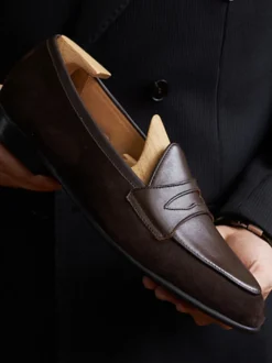 Mocassins Hommes Chaussures De Mariage De Bal Soirée En Cuir Suédé À Bout Rond