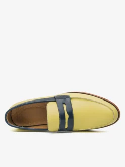 Mocassins jaunes à bout rond chaussures décontractées à enfiler