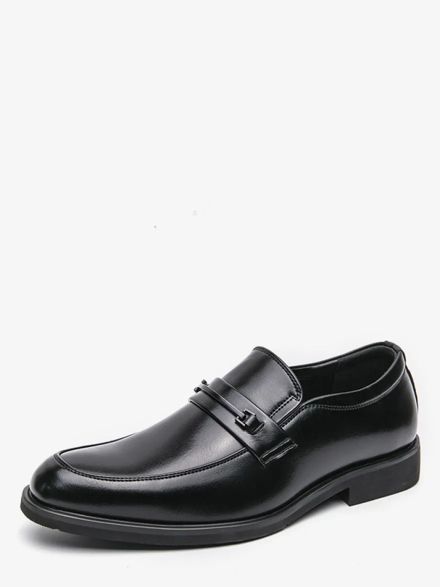 Mocassins marron pour homme bout rond détails métalliques chaussures décontractées à enfiler