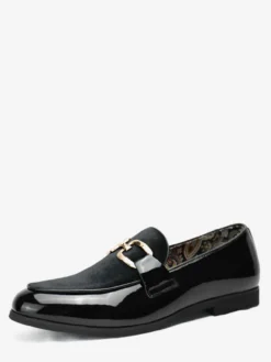Mocassins à mors pour homme boucle en chaîne décorative à enfiler bout pointu talons bas chaussures Penny
