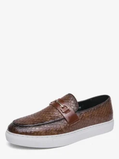 Mocassins à mors pour homme chaussures épaisses à enfiler motif poisson bout rond