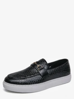 Mocassins à mors pour homme chaussures épaisses à enfiler motif poisson bout rond