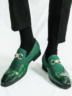 Mocassins à mors pour homme chaussures à enfiler en cuir suédé à motif pierre et bout pointu