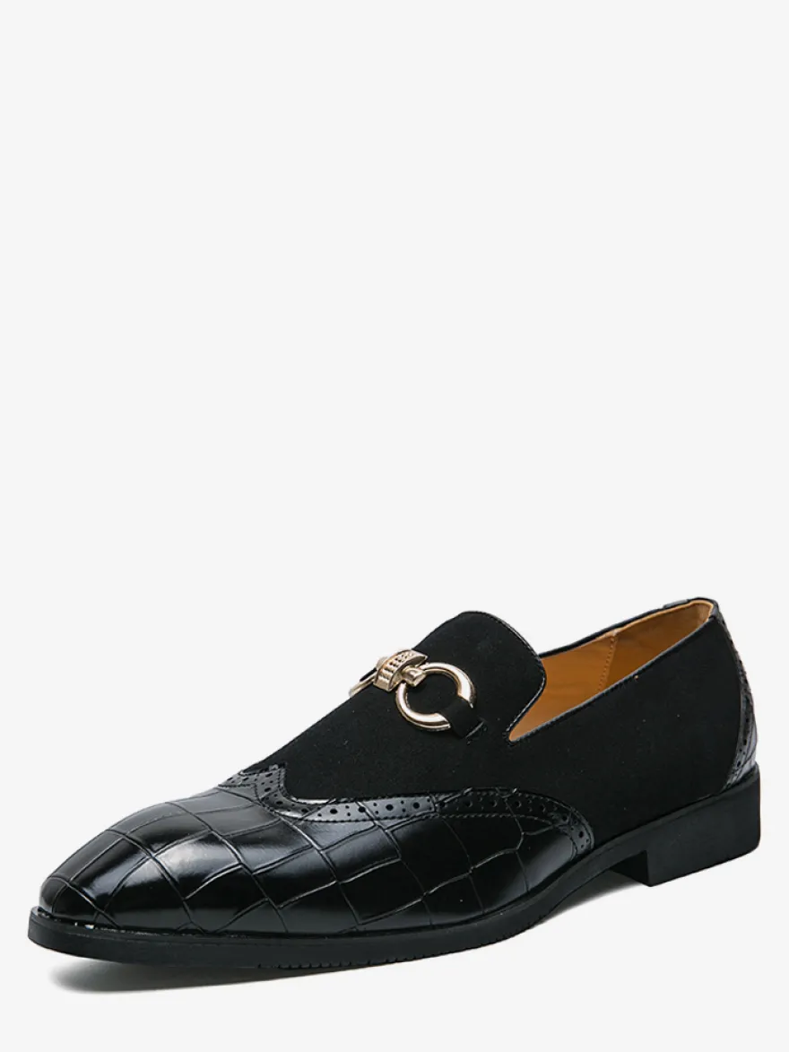 Mocassins à mors pour homme chaussures à enfiler en cuir suédé à motif pierre et bout pointu