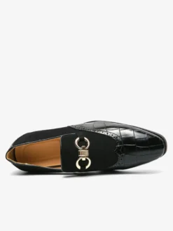 Mocassins à mors pour homme chaussures à enfiler en cuir suédé à motif pierre et bout pointu