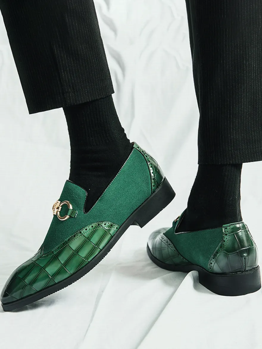 Mocassins à mors pour homme chaussures à enfiler en cuir suédé à motif pierre et bout pointu