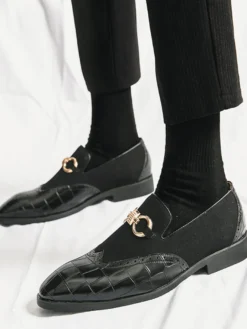 Mocassins à mors pour homme chaussures à enfiler en cuir suédé à motif pierre et bout pointu
