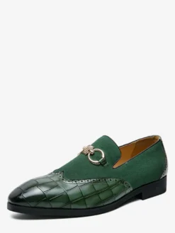 Mocassins à mors pour homme chaussures à enfiler en cuir suédé à motif pierre et bout pointu