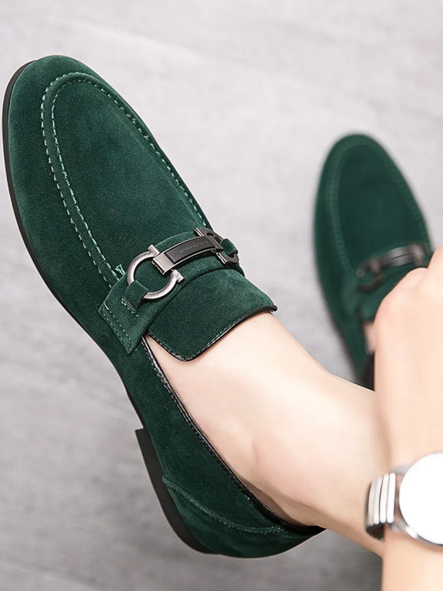 Mocassins à mors pour homme chaussures à talons bas en daim et cuir