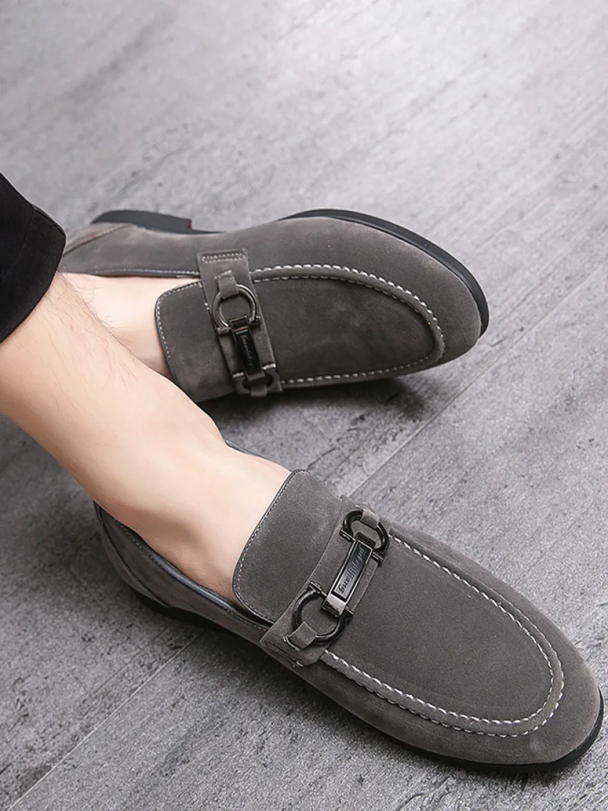 Mocassins à mors pour homme chaussures à talons bas en daim et cuir