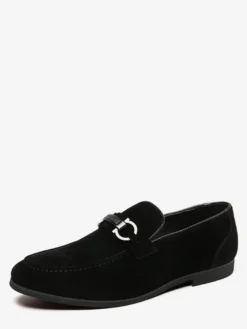 Mocassins à mors pour homme chaussures à talons bas en daim et cuir