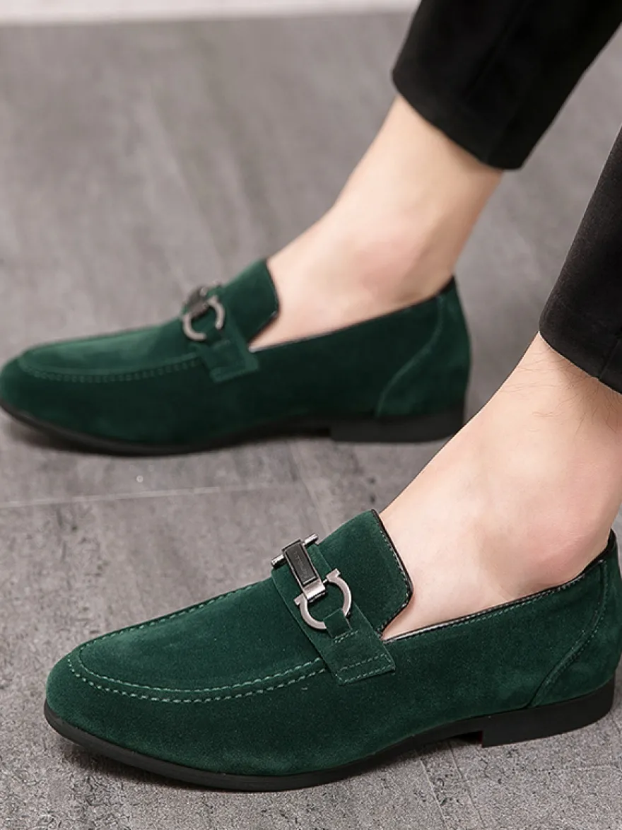 Mocassins à mors pour homme chaussures à talons bas en daim et cuir