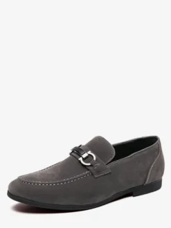 Mocassins à mors pour homme chaussures à talons bas en daim et cuir