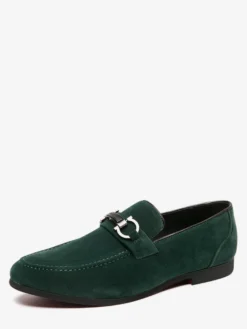 Mocassins à mors pour homme chaussures à talons bas en daim et cuir