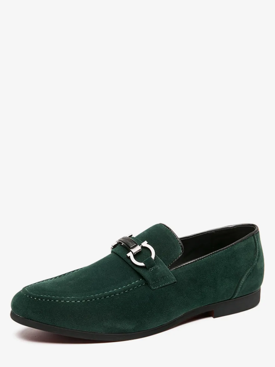 Mocassins à mors pour homme chaussures à talons bas en daim et cuir